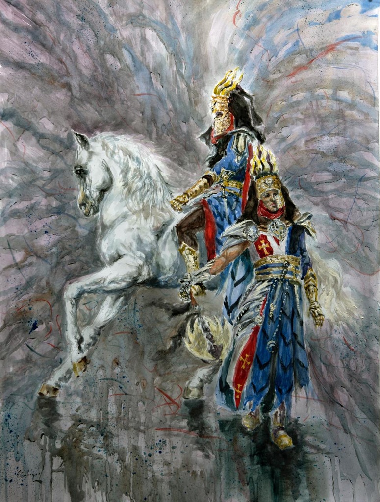 ACUARELA 50x70 cm 2023 ESQUADRA CAPITAN FILA CRUZADOS - VICTOR FERRER Y SANTI CARBONELL