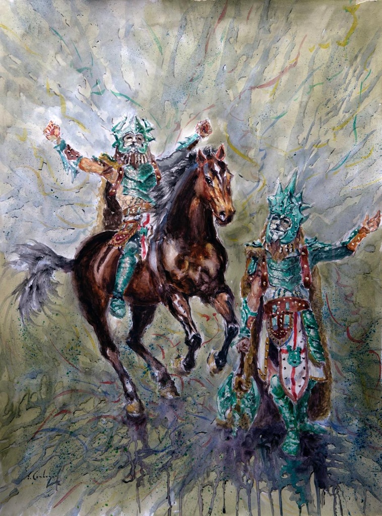 ACUARELA ENMARCADA 50x70 cm 2023 ESQUADRA ALFEREZ FILA ALCODIANOS - JUAN CLIMENT