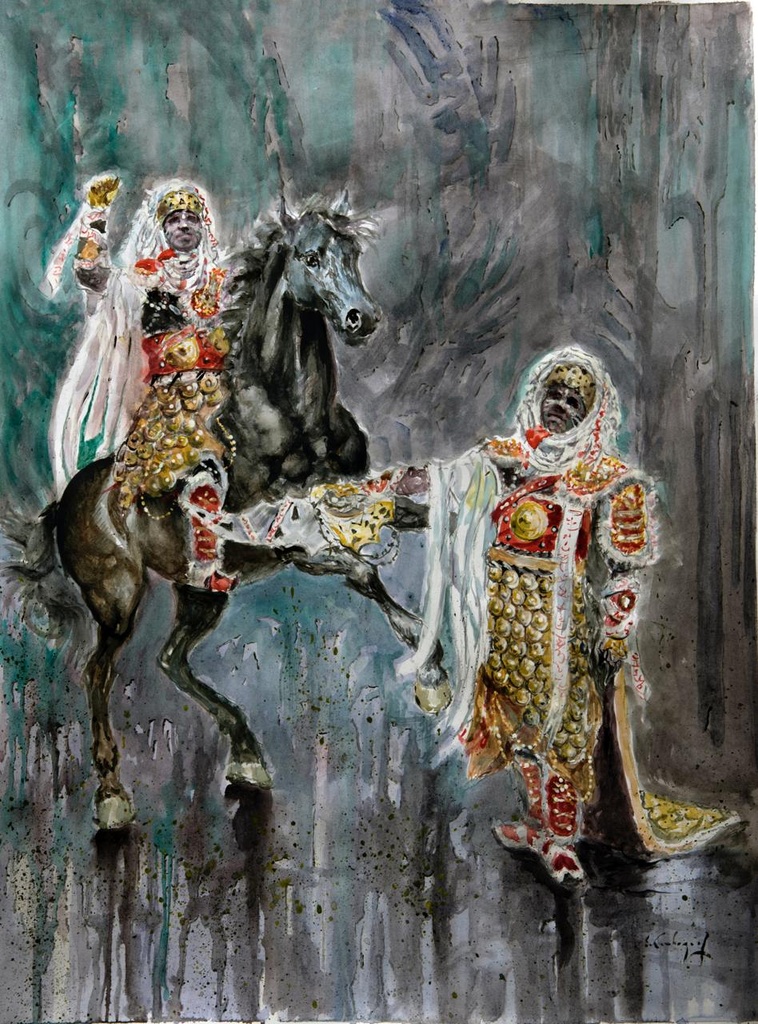 ACUARELA ENMARCADA 50x70 cm 2024 ESQUADRA ALFEREZ FILA ABENCERRAJES - EL TRENCAT