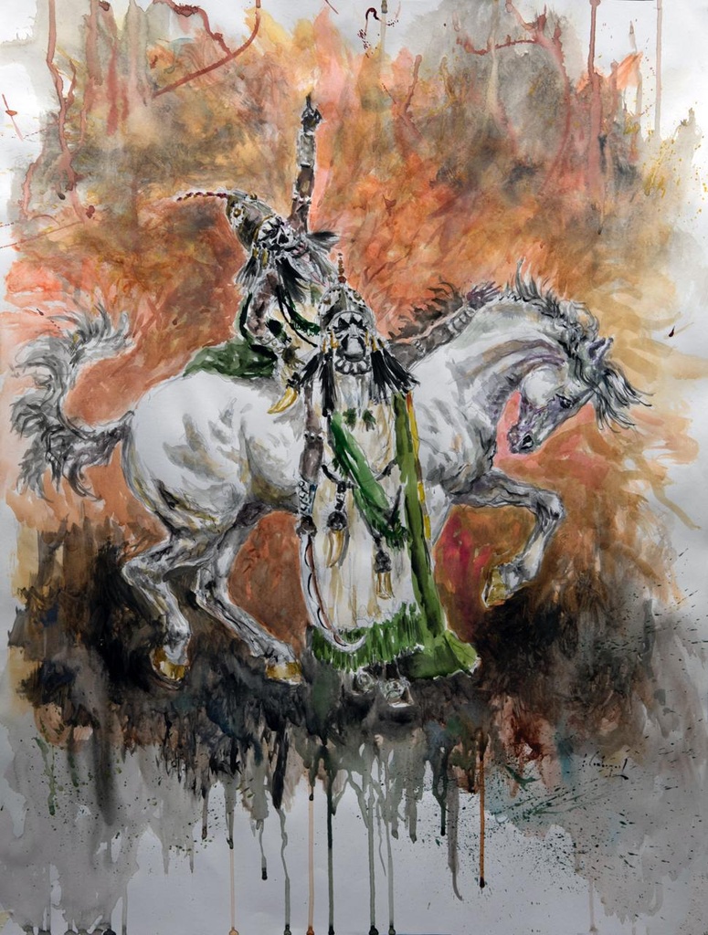 ACUARELA 50x70 cm 1980 ESQUADRA ALFEREZ FILA ABENCERRAJES - ALEJANDRO SOLER