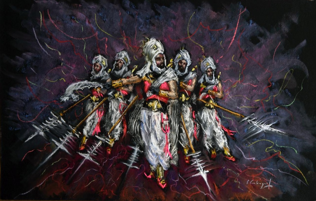 PASTEL 20x30 cm 1988 ESQUADRA ALFEREZ FILA CHANO - JORDI SELLES