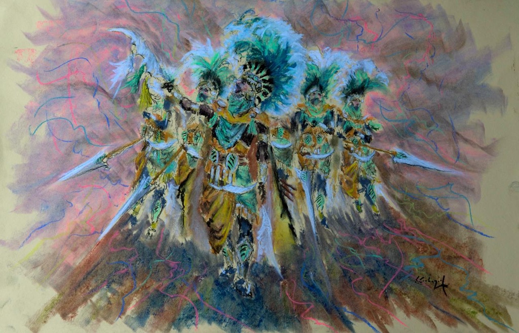 ACUARELA 50x70 cm 1993 ESQUADRA DEL MIG FILA JUDIOS - JORDI SELLES