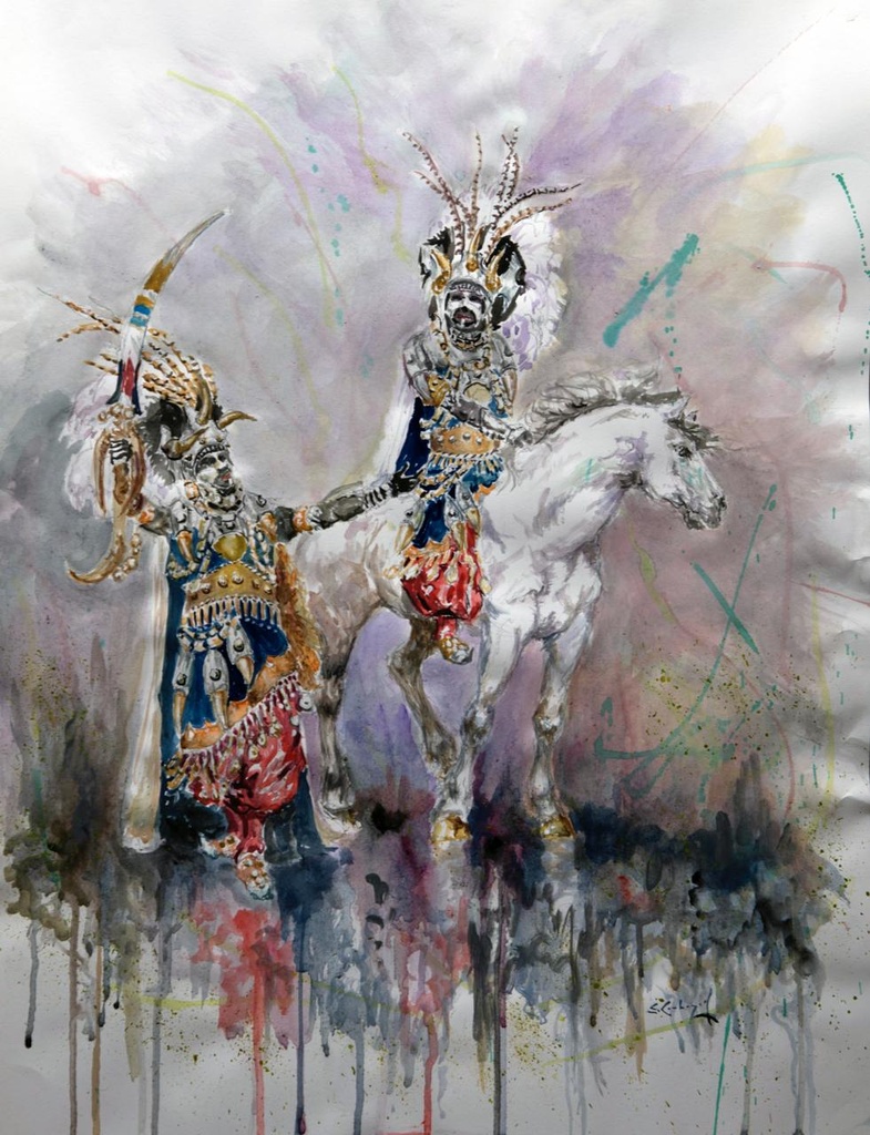 ACUARELA 50x70 cm 1993 ESQUADRA CAPITAN FILA LIGEROS - ALEJANDRO SOLER