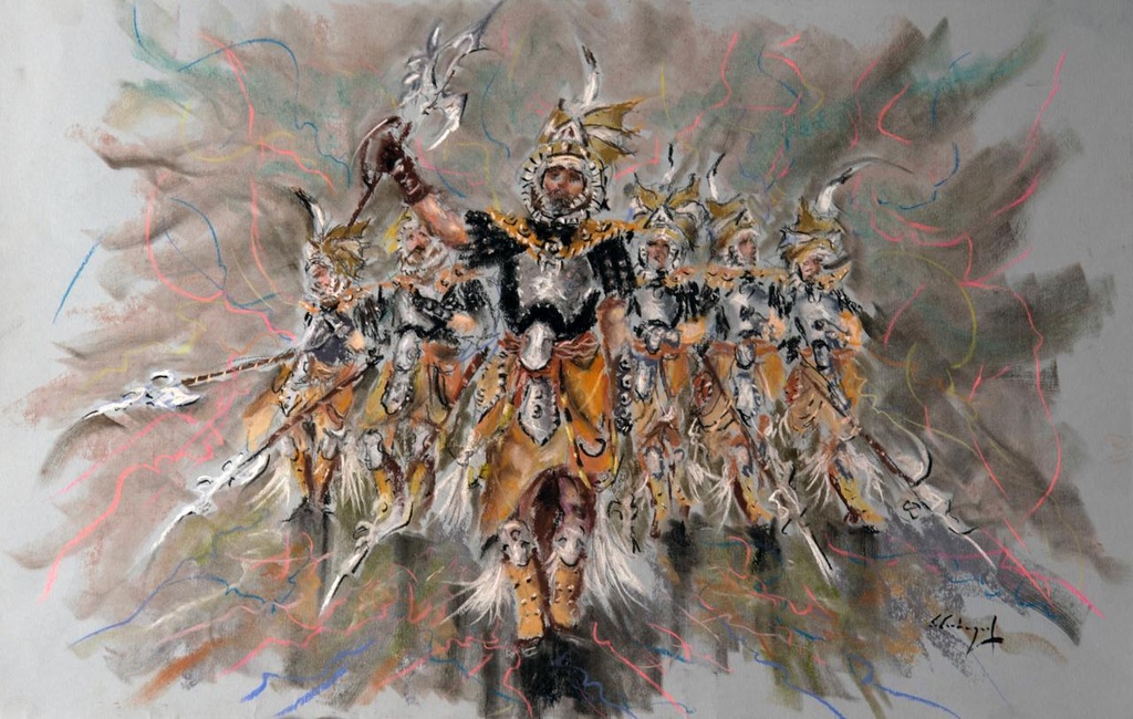 ACUARELA 50x70 cm 2001 ESQUADRA CAPITAN FILA VASCOS - ALEJANDRO SOLER