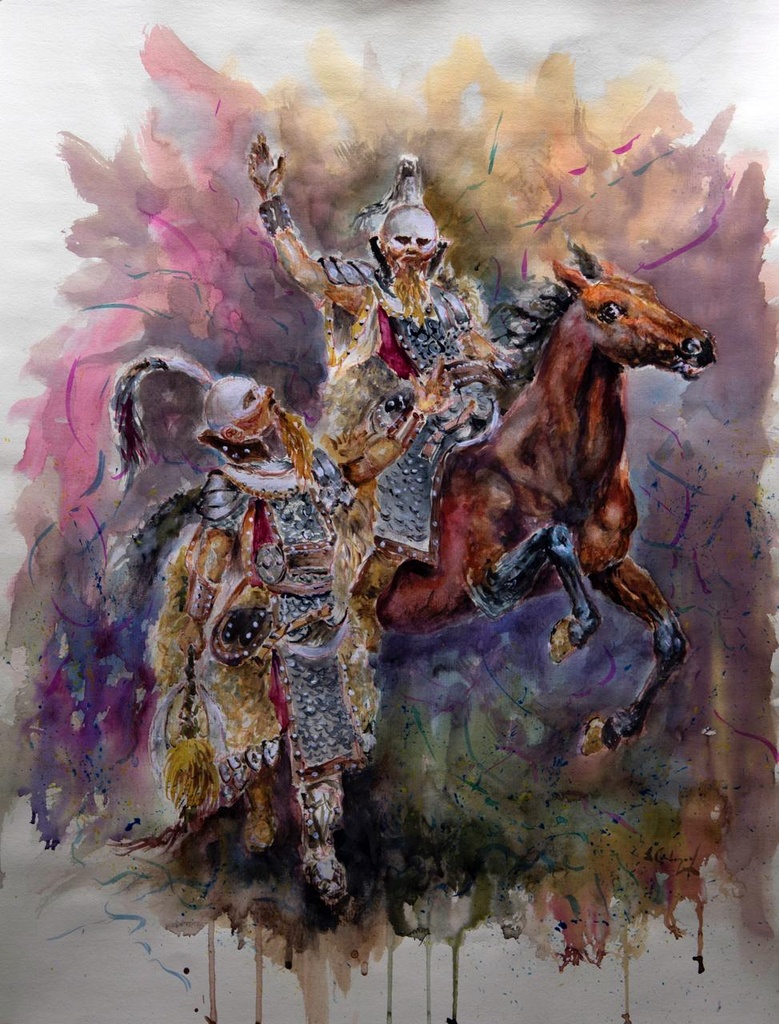 ACUARELA ENMARCADA 50x70 cm 2007 ESQUADRA DEL MIG FILA GUZMANES - CESAR VILAPLANA