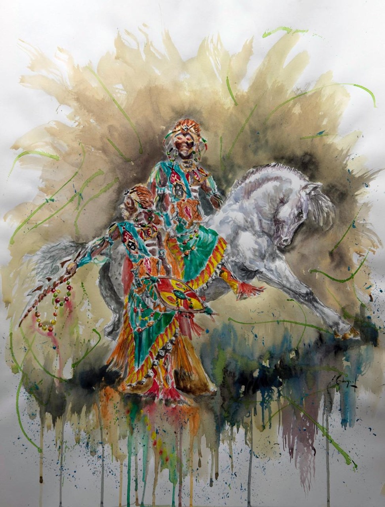 ACUARELA 50x70 cm 2010 ESQUADRA DEL MIG FILA VERDES - JORDI SELLES