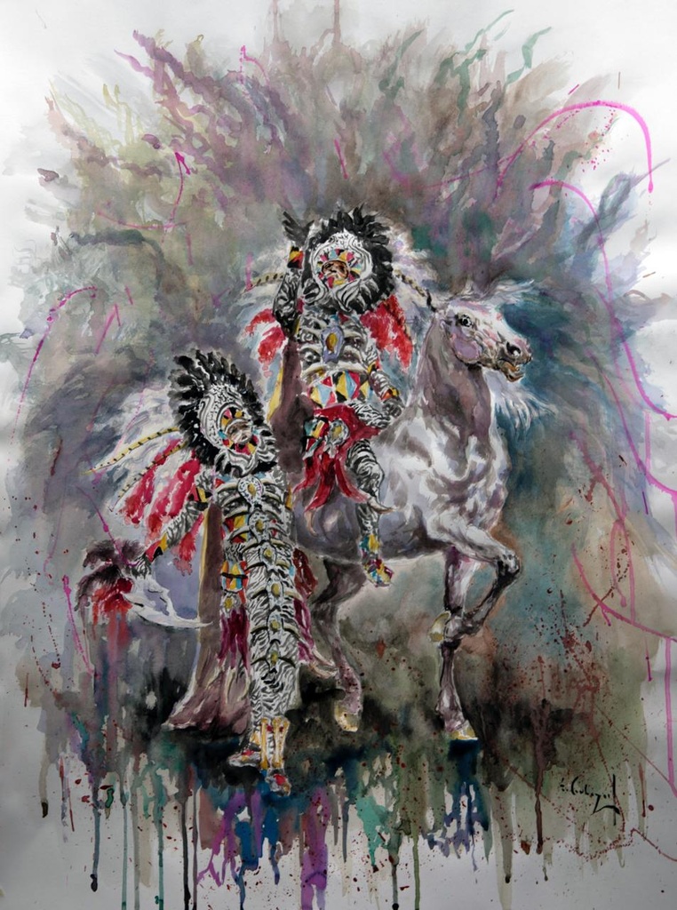 ACUARELA 50x70 cm 2012 ESQUADRA CAPITAN FILA BERBERISCOS - JOSE MOIÑA