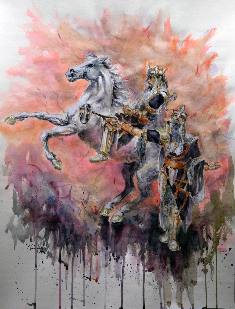 ACUARELA 50x70 cm 2014 ESQUADRA CAPITAN FILA GUZMANES - ALFREDO MULLOR