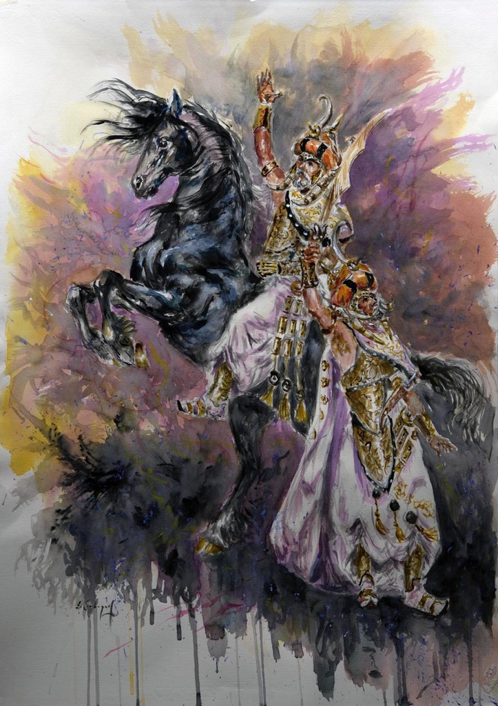 ACUARELA 50x70 cm 2014 ESQUADRA DEL MIG FILA MUDEJARES - JOSE MOIÑA