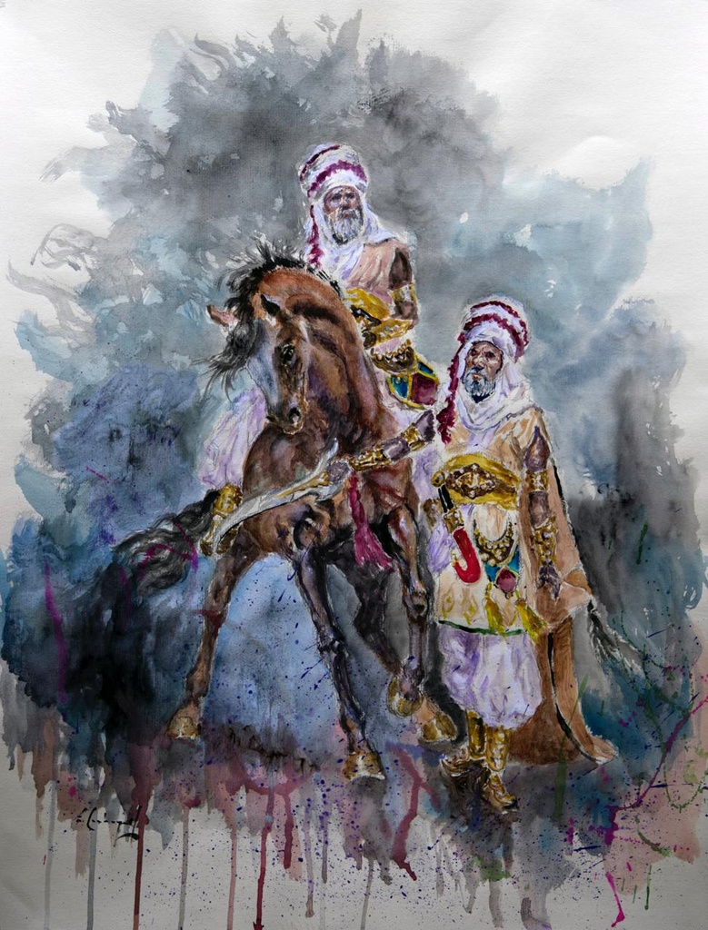 ACUARELA 50x70 cm 2015 ESQUADRA CENTENARIO FILA MAGENTA - JORDI SELLES