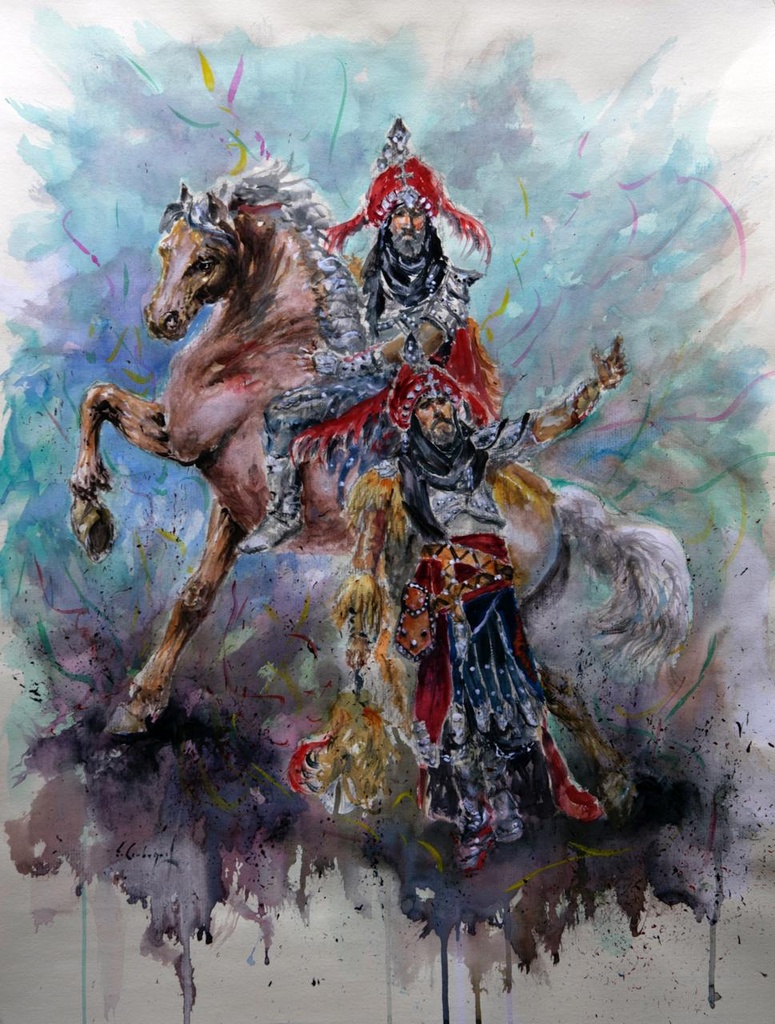 ACUARELA 50x70 cm 2015 ESQUADRA ALFEREZ FILA MOZARABES - JUAN CLIMENT