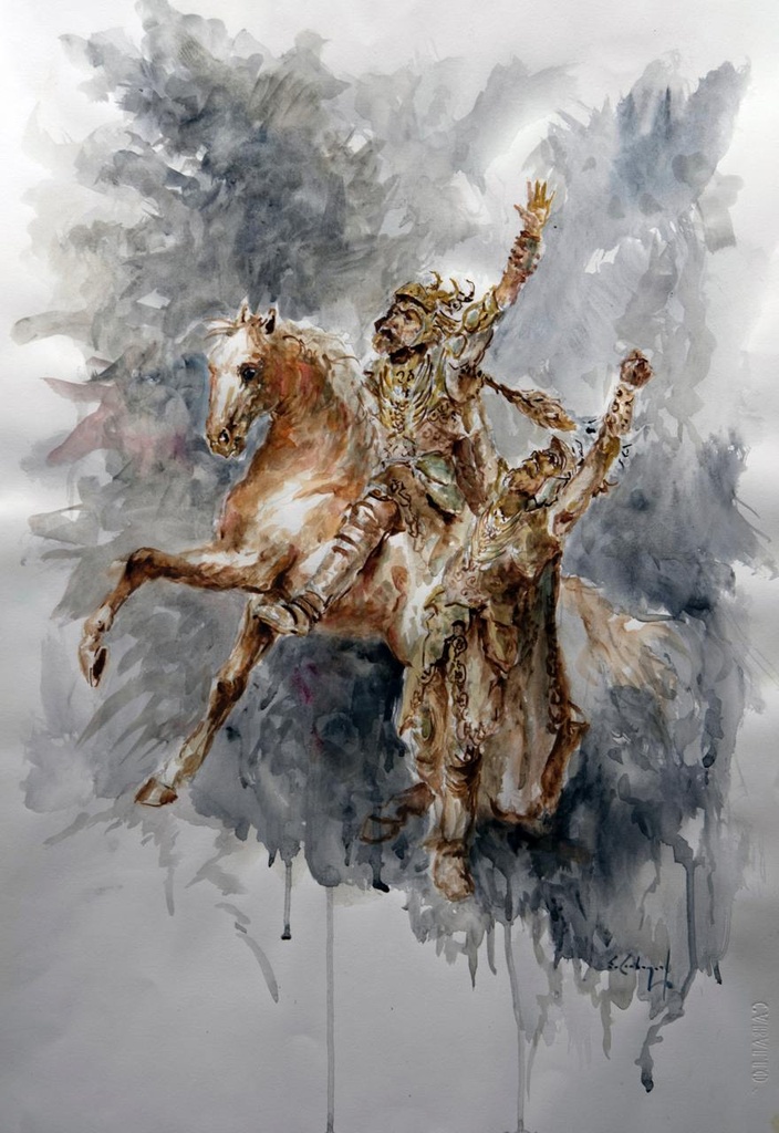 ACUARELA 50x70 cm 2019 ESQUADRA DEL MIG FILA CIDES - VICTOR FERRER Y SANTI CARBONELL