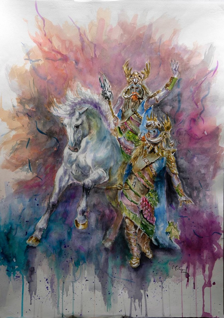 ACUARELA 50x70 cm 2019 ESQUADRA ALFEREZ FILA MUNTANYESOS - ANTONIO ARACIL