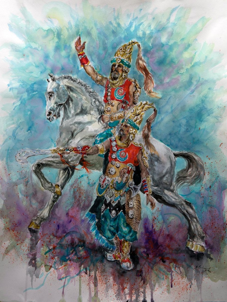 ACUARELA 50x70 cm 2022 ESQUADRA CAPITAN FILA CORDON - JORDI SELLES