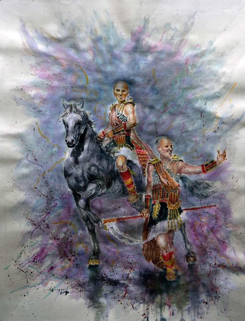 ACUARELA 50x70 cm 2022 ESQUADRA DEL MIG FILA MASEROS - RAUL BOTELLA