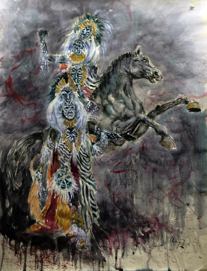 ACUARELA 50x70 cm 2023 ESQUADRA DEL MIG FILA JUDIOS - JUAN CLIMENT