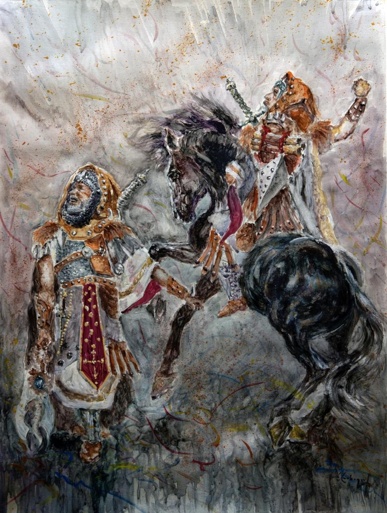 ACUARELA ENMARCADA 50x70 cm 2023 ESQUADRA DEL MIG FILA GUZMANES - CESAR VILAPLANA