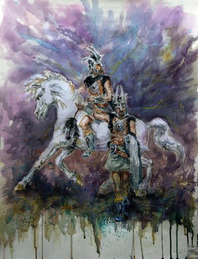 [1985-19-V] ACUARELA 50x70 cm 1985 ESQUADRA ALFEREZ FILA GUZMANES - DAVID LLORENS