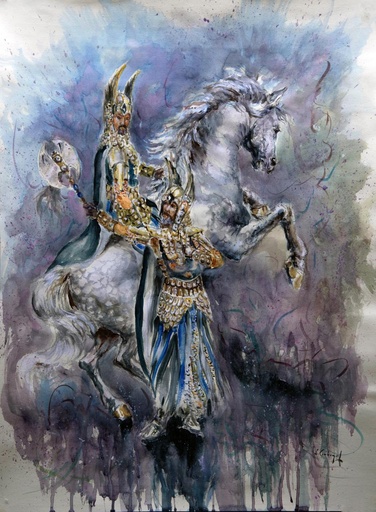 [1992-26-V] ACUARELA 50x70 cm 1992 ESQUADRA ALFEREZ FILA CRUZADOS - ENRIQUE GALBIS