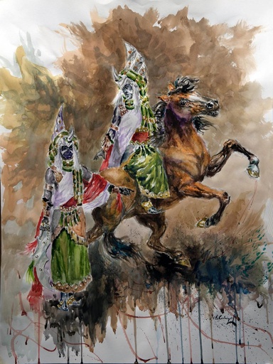 [1992-01-V] ACUARELA 50x70 cm 1992 ESQUADRA DEL MIG FILA LLANA - JORDI SELLES