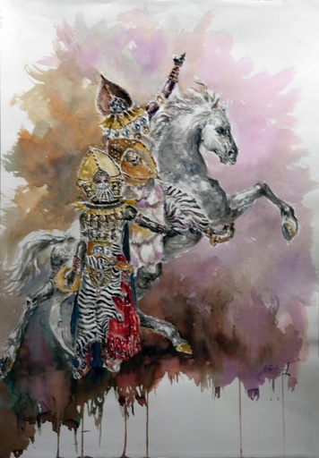 [1997-12-V] ACUARELA 50x70 cm 1997 ESQUADRA CAPITAN FILA REALISTES - ALEJANDRO SOLER