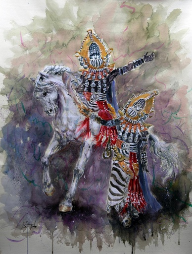 [1997-12-V-2] ACUARELA ENMARCADA 50x70 cm 1997 ESQUADRA CAPITAN FILA REALISTES 2 - ALEJANDRO SOLER