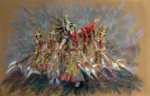 [2001-21-H] ACUARELA 50x70 cm 2001 ESQUADRA DEL MIG FILA MOZARABES - LUIS SANUS