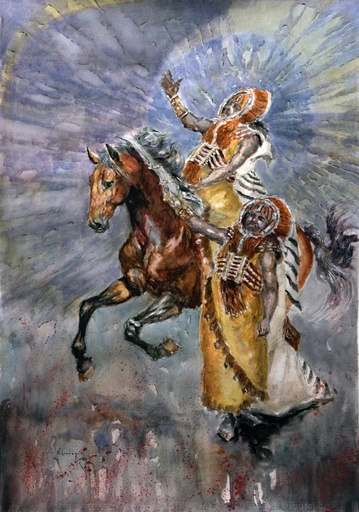 [2003-04-V] ACUARELA 50x70 cm 2003 ESQUADRA CAPITAN FILA CHANO - GERMANS SEMPERE