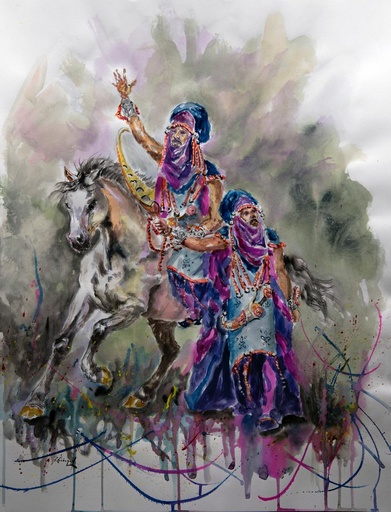 [2003-12-V] ACUARELA 50x70 cm 2003 ESQUADRA DEL MIG FILA REALISTES - GERMANS SEMPERE