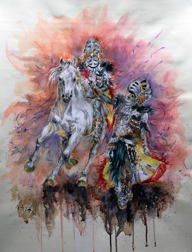 [2004-24-V] ACUARELA 50x70 cm 2004 ESQUADRA DEL MIG FILA TOMASINAS - LUIS SANUS