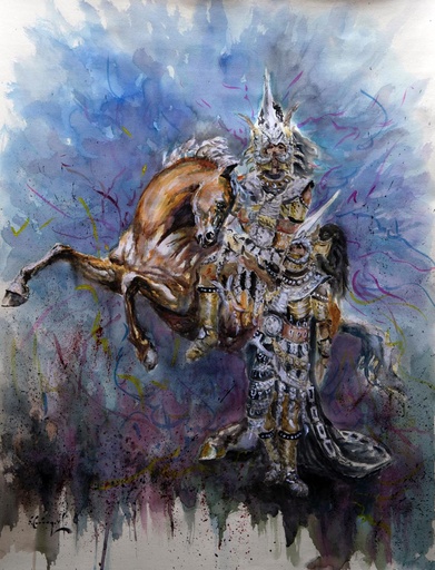 [2010-22-V] ACUARELA 50x70 cm 2010 ESQUADRA DEL MIG FILA ALMOGAVARES - JOSE MOIÑA