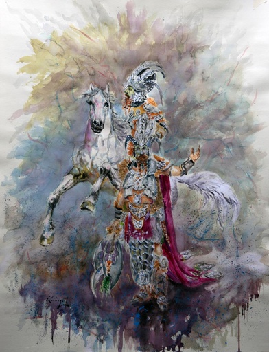 [2013-25-V] ACUARELA ENMARCADA 50x70 cm 2013 ESQUADRA DEL MIG FILA MUNTANYESOS - ROBERTO PEREZ