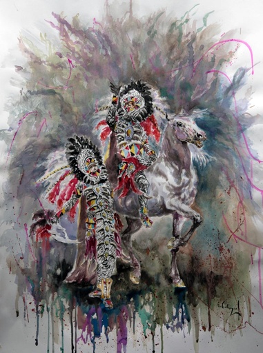 [2012-13-V] ACUARELA 50x70 cm 2012 ESQUADRA CAPITAN FILA BERBERISCOS - JOSE MOIÑA