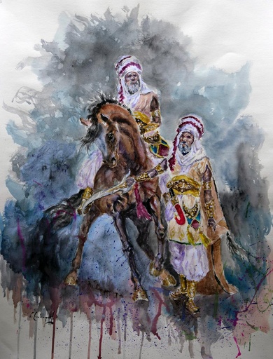 [2015-06-V] ACUARELA 50x70 cm 2015 ESQUADRA CENTENARIO FILA MAGENTA - JORDI SELLES