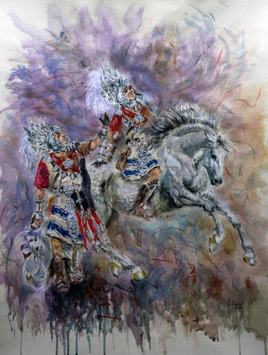 [2015-20-V] ACUARELA 50x70 cm 2015 ESQUADRA CAPITAN FILA VASCOS - JUAN CLIMENT