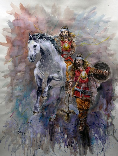 [2016-22-V] ACUARELA 50x70 cm 2016 ESQUADRA ALFEREZ FILA ALMOGAVARES - ORFEO SOLER