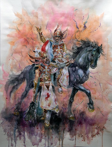 [2016-21-V] ACUARELA 50x70 cm 2016 ESQUADRA CAPITAN FILA MOZARABES - JUAN CLIMENT