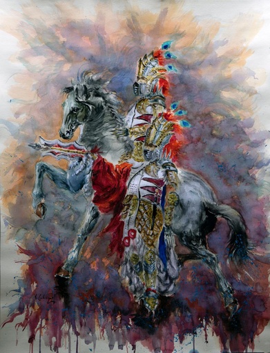 [2022-26-V] ACUARELA 50x70 cm 2022 ESQUADRA ALFEREZ FILA CRUZADOS - ANTONIO ARACIL