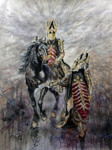[2023-09-V] ACUARELA ENMARCADA 50x70 cm 2023 ESQUADRA ALFEREZ FILA MUDEJARES - JUAN CLIMENT