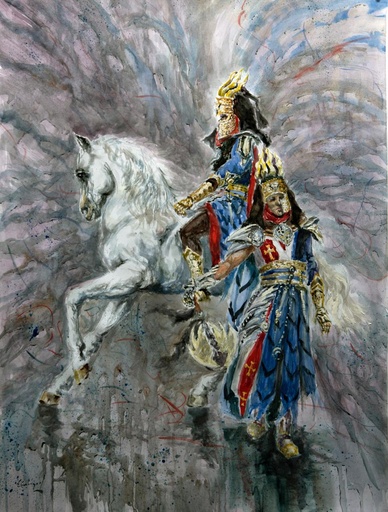 [2023-26-V] ACUARELA 50x70 cm 2023 ESQUADRA CAPITAN FILA CRUZADOS - VICTOR FERRER Y SANTI CARBONELL