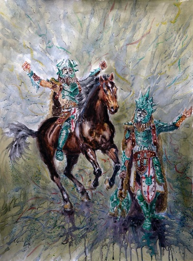 [2023-27-V] ACUARELA ENMARCADA 50x70 cm 2023 ESQUADRA ALFEREZ FILA ALCODIANOS - JUAN CLIMENT