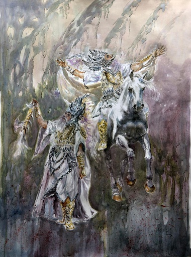 [2024-27-V] ACUARELA ENMARCADA 50x70 cm 2024 ESQUADRA CAPITAN FILA ALCODIANOS - JUAN CLIMENT